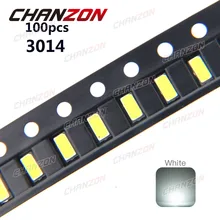 100 шт. 3014 SMD светодиодный белый Ультра-яркий 0,1 Вт 11-13лм 30мА 3 в поверхностный монтаж чип-светильник с диодными лампами SMD3014 светодиодный шарик