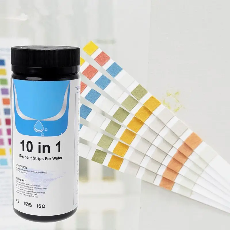 100Strips Water Test Strips Reagent Strip For Quality Analyzing Testing Residual Chlorine pH Total Alkalinity Hardness|Измерители pH| |