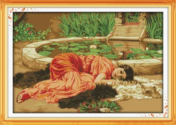 

Comfortable women Printed Canvas DMC Counted Chinese Cross Stitch Kits printed Cross-stitch set Embroidery Needlework