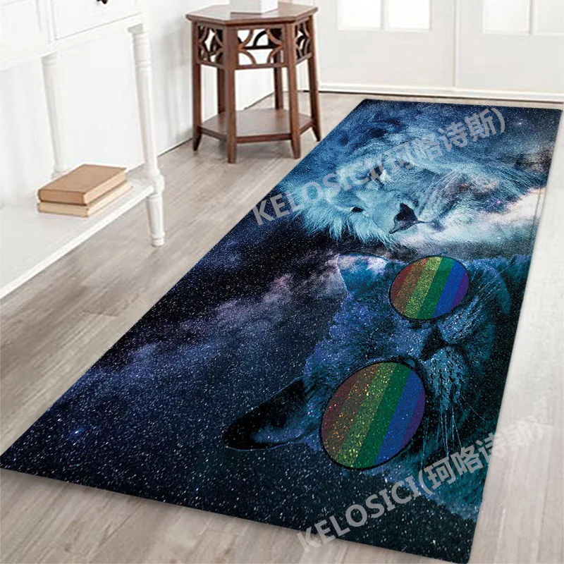 Мечта Творческий галактика звездное небо кошка/лев 3D коврики с принтом домашний вход/коврик для прихожей кухонный Ресторан Противоскользящий коврик/коврик