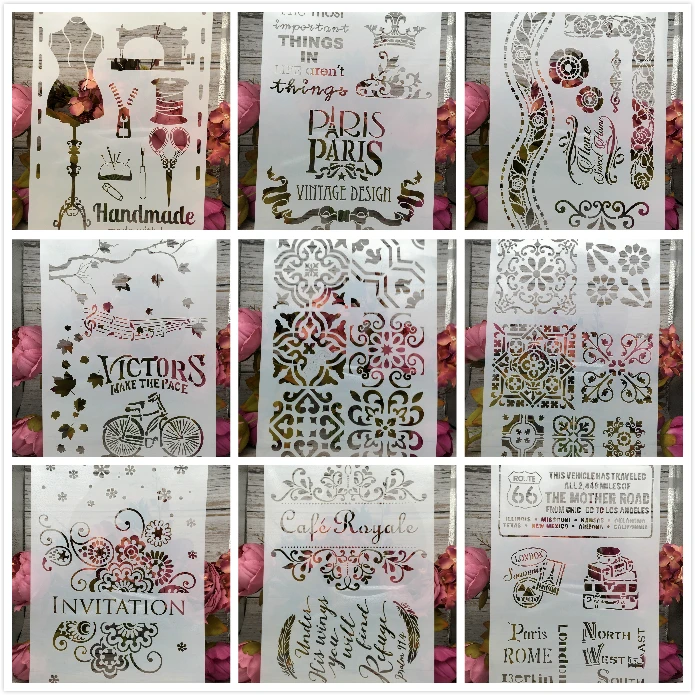 

A4 Square Edge Car Words Craft Layering Stencils Wall Painting Scrapbooking Stamping Embossing Album Paper Card Template