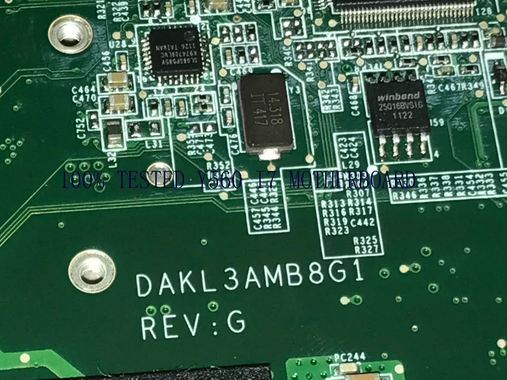 Материнская плата DAKL3AMB8G1 REV : G для ноутбука LENOVO Y560 подходит процессора I3 I5 I7 (не y560p