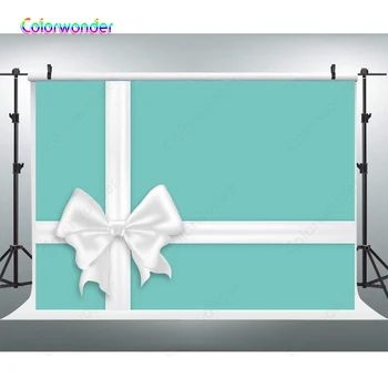 

Blue Bow-Knot Birthday Backdrop Sweet 16 Turquoise Bow Photography Background Bridal Shower Wedding Party Baby Shower Supplies