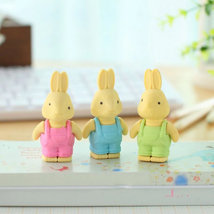 Buy 2PCS Cute little rabbit eraser desktop decorative