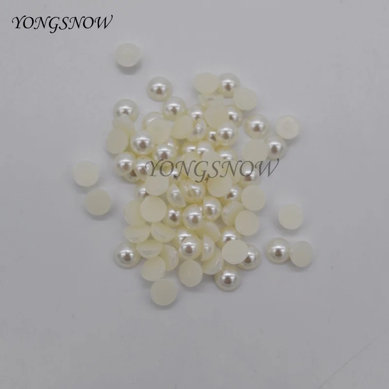 200Pcs/lot 6mm Multicolor Acrylic Imitation Beads Pearl Half Round Flatback Bead Wedding Party Decor DIY Nail Art Decorate75z