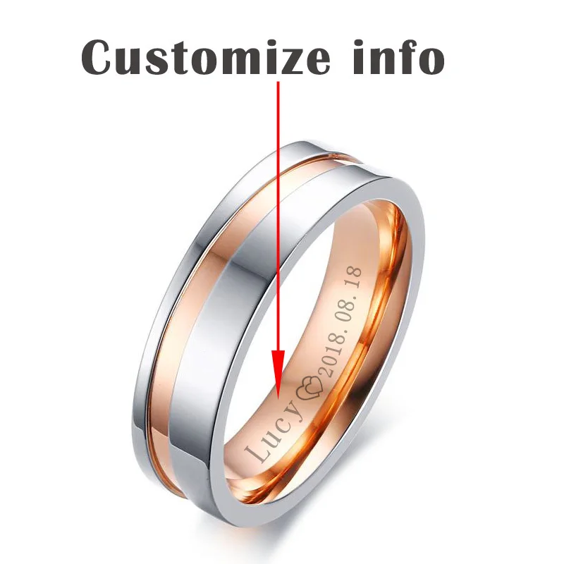 Vnox персонализировать элегантные обручальные кольца для женщин и мужчин CZ камни из нержавеющей стали пара обещаний обручальные ювелирные изделия - Цвет основного камня: Personalize Men