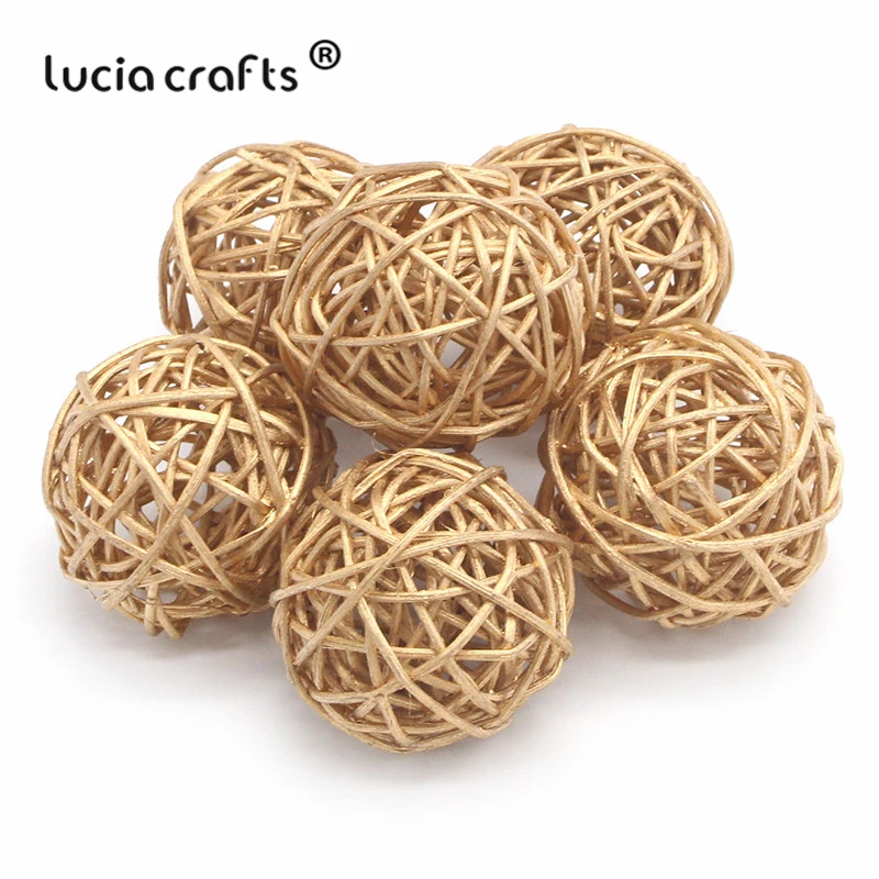 Lucia crafts 6 шт 3 см/5 см Золотой винтажный Плетеный тростниковый шар Рождественский домашний сад патио орнамент DIY материалы для украшения M0804