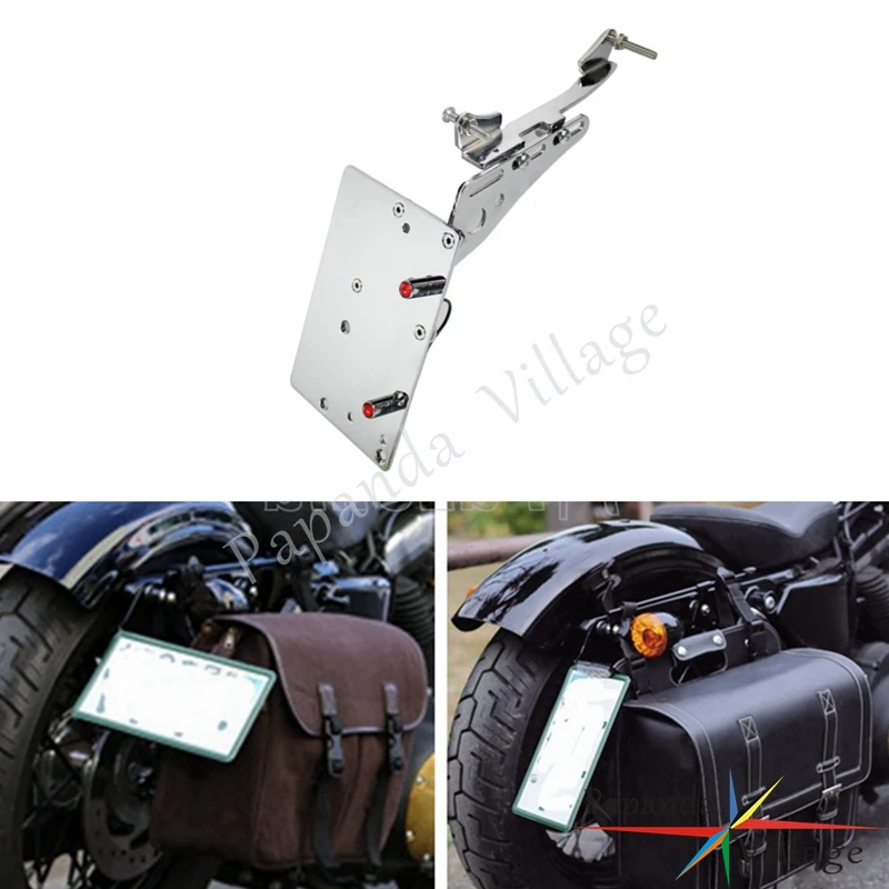 Motorcycle Chrome License Plate Tail Rear Light Bracket Mount Street bike Cruser