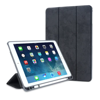 

Universal Business Retro Canvas Leather Case for iPad 9.7 inch 2017 Slim Foldable Stand Smart Cover for iPad 2018 With Pen Tray