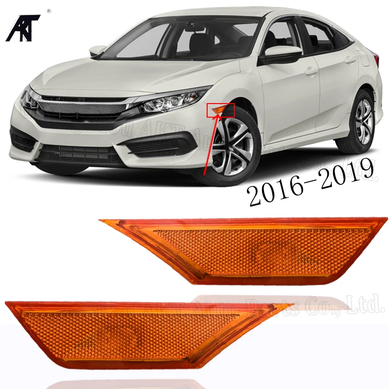 

For CIVIC 2015 2016 2017 yellow Fender light Front Side turn signal light Side Marker Turn Signal Light 34350-TET-H01 34300-TE