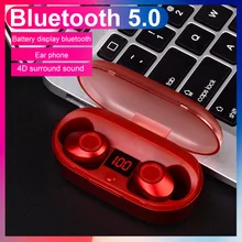 Топ IPX5 беспроводной Bluetooth 5,0 водонепроницаемый и пот наушники TWS мини с микрофоном светодиодный зарядный ящик для IOS Android мобильный телефон