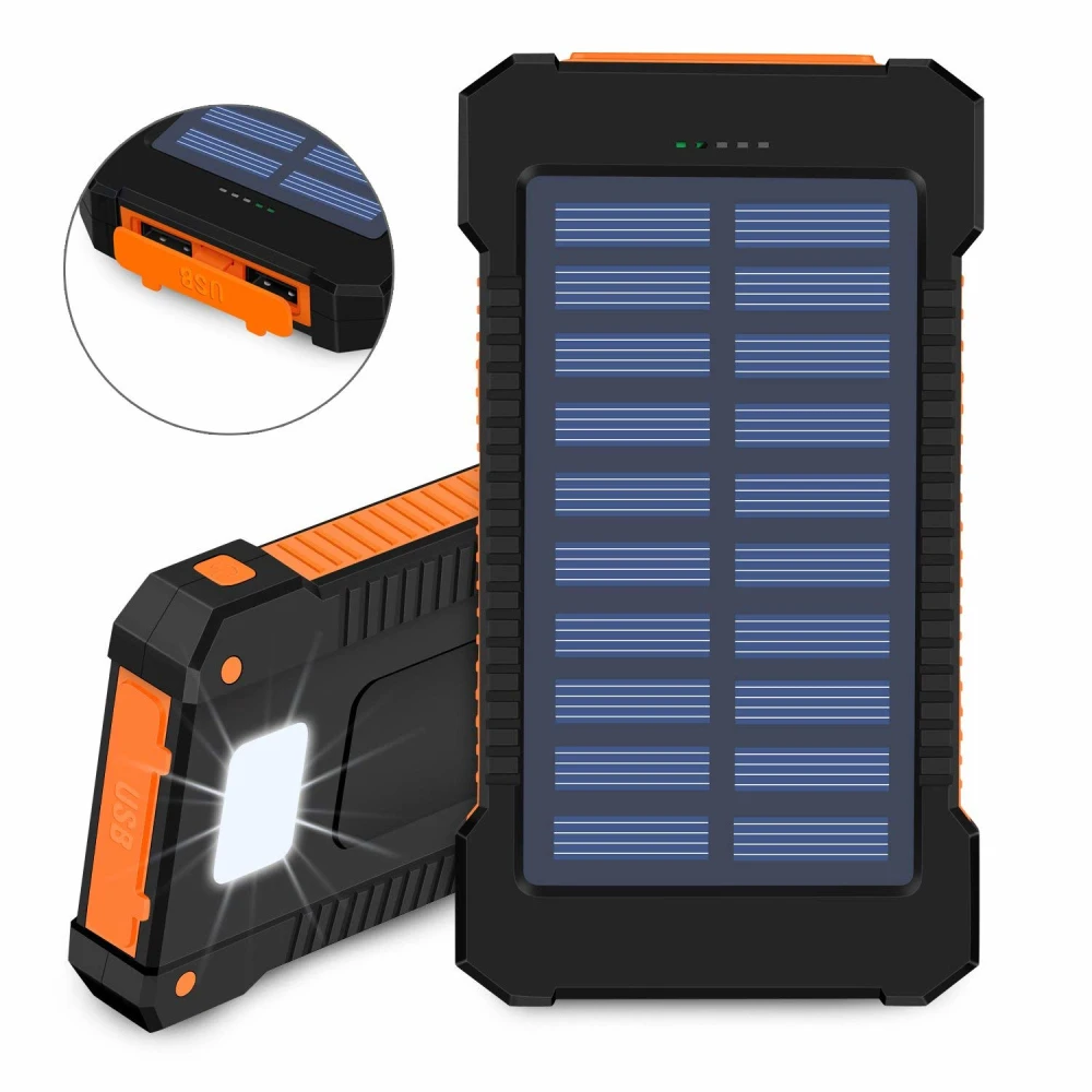 

real Solar Power Bank 30000mAh For Xiaom Waterproof Portable Fast Charging PowerBank For iPhone Quick Pover Bank 2 USB LED