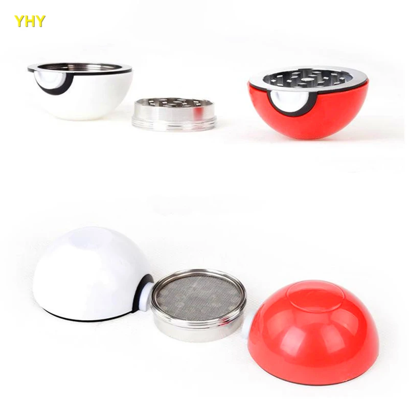 Free Shipping Latest Pokeball Grinder 55mm Pokeball Herb Grinders Zinc Alloy Plastic Metal Grinders 3 Parts Smoking Accessories04