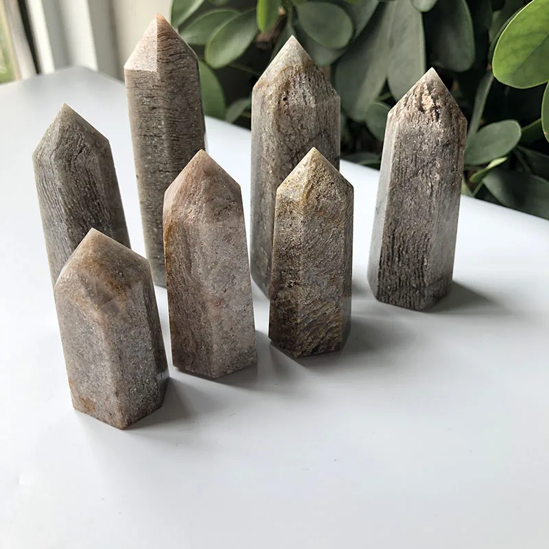 Natural Crystal Qianceng Stone Quartz Points Wnads Hand Polished Feng Shui Money Drawing For Spiritual Healing Or Deco FYY