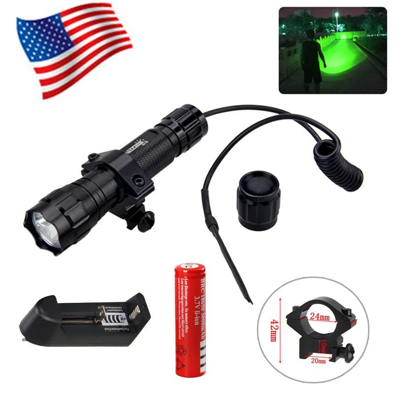 Tactical 5000LM LED Flashlight 2 Modes Gun Torch fit 20mm Rail Picatinny Rail