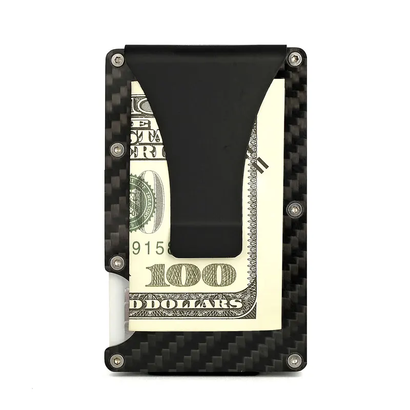 

Metal Mini Money Clip Brand Fashion Black White Credit Card ID Holder RFID Anti-thief Wallet Men