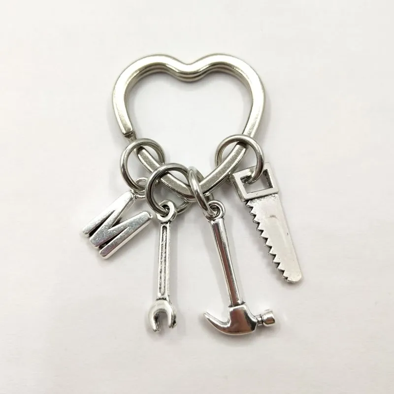 

Handyman Keychain Woodworker Gift A-Z Initial Keychain Mechanic gift Saw Keychain Wrench Keychain Hammer Keyring