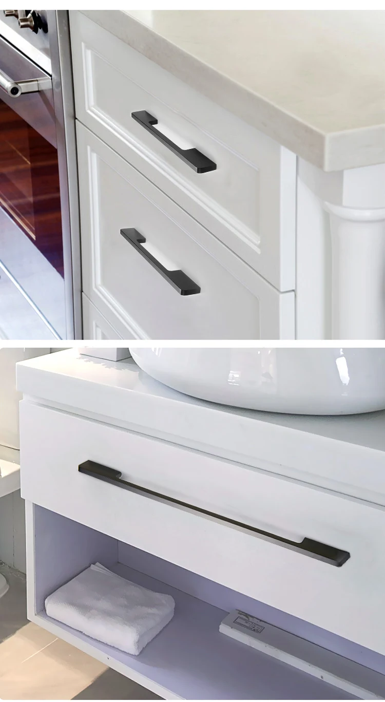 KAK 5 шт. черные ручки для шкафа из твердого алюминиевого сплава кухонная дверная ручка для шкафа ручки для выдвижных ящиков оборудование для обработки мебели