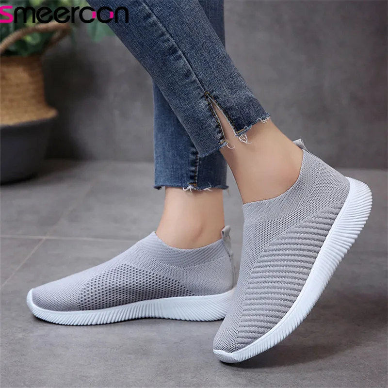 

smeeroon 2019 new fashion mesh sneakers women flat shoes round toe slip on spring summer single shoes fashion casual shoes woman