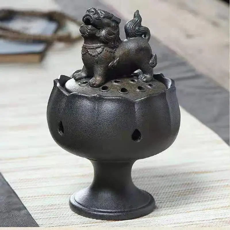 

Lion Incense Coil Burner Lotus Flower Incense Holder Porcelain Aromatherapy Furnace Holder Use In Home Office Teahouse