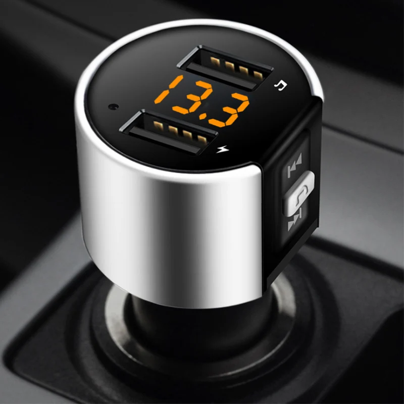 FM Transmitter Wireless Bluetooth Handsfree Car Kit Audio MP3 Player Dual USB Charger Socket With LED Voltmeter Meter | Автомобили и