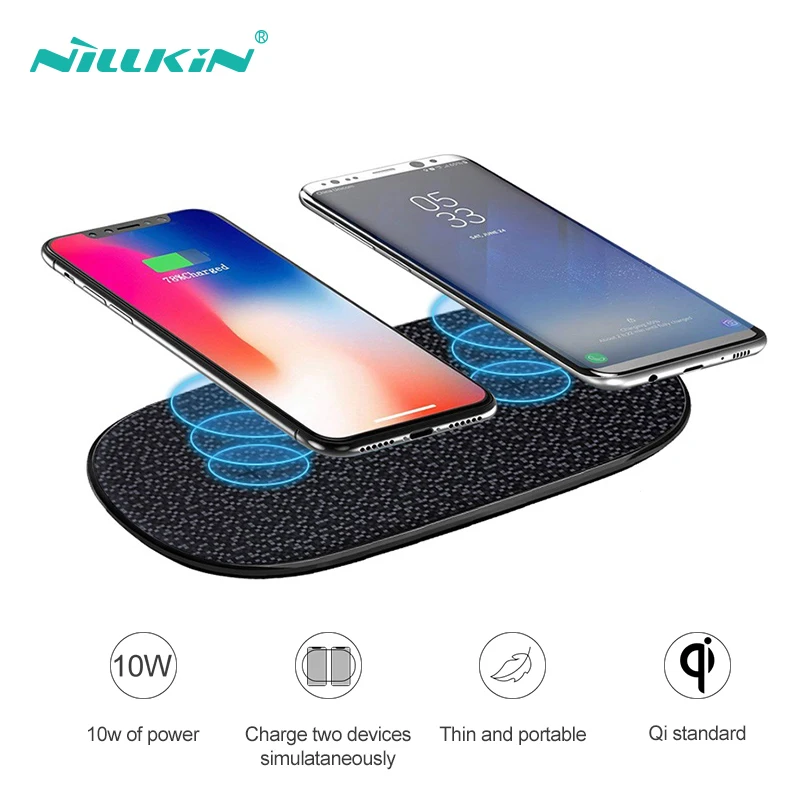

NILLKIN Qi Wireless Charging Pad For Samsung Galaxy S8 Dual Wireless Charger For Samsung S9 S10 S7 Edge Plus Ultre Thin Charger