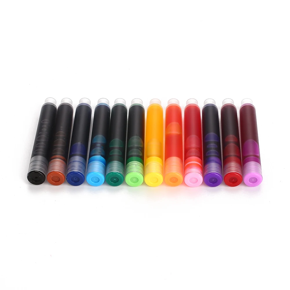 12 PCS/Set Colourful Ink Sac Fountain Pen Ink Cartridges Refills Ink Cartridges Refills Drawing School Office Stationer Supplies