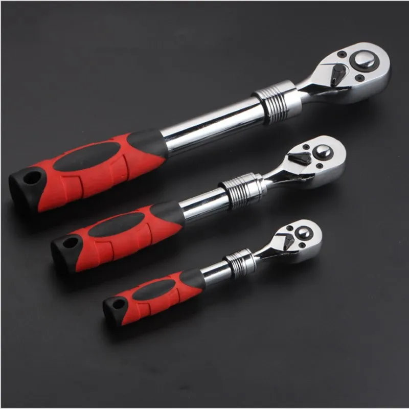 

1/4" 3/8" 1/2"Inch Fast Hexagon Wrench Extending Telescopic Ratchet Socket Wrench Tool Plate Ratchet Handle Wrench Car Repair To