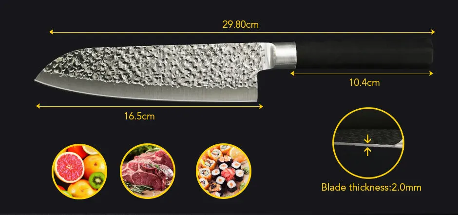 Кухонный нож шеф-повара Santoku нож для мяса фрукты овощи ножи 7 дюймов X50CrMoV15 японский резак из нержавеющей стали с резиновой ручкой