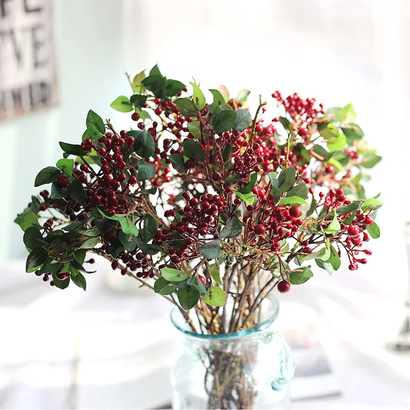 

Simulation Flower Bean Vine Berry Artificial Plant DIY Christmas Decoration Wedding Flower Hand Holding Flower Home Decoration