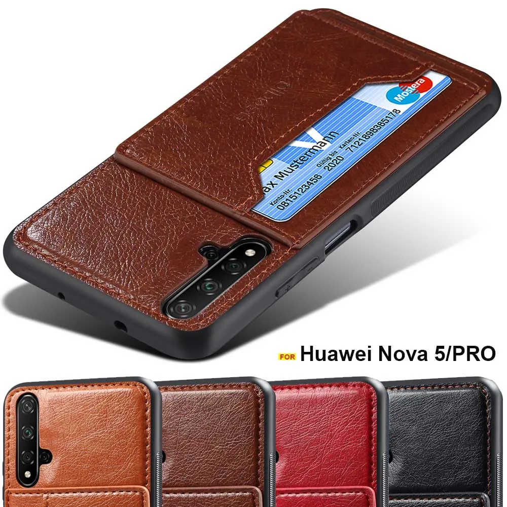 

Huawei Nova 5 pro case silicone soft bumper card holder Magnetic leather case for Huawei Nova 5 cover Nova 5i P20 Lite 2019 case