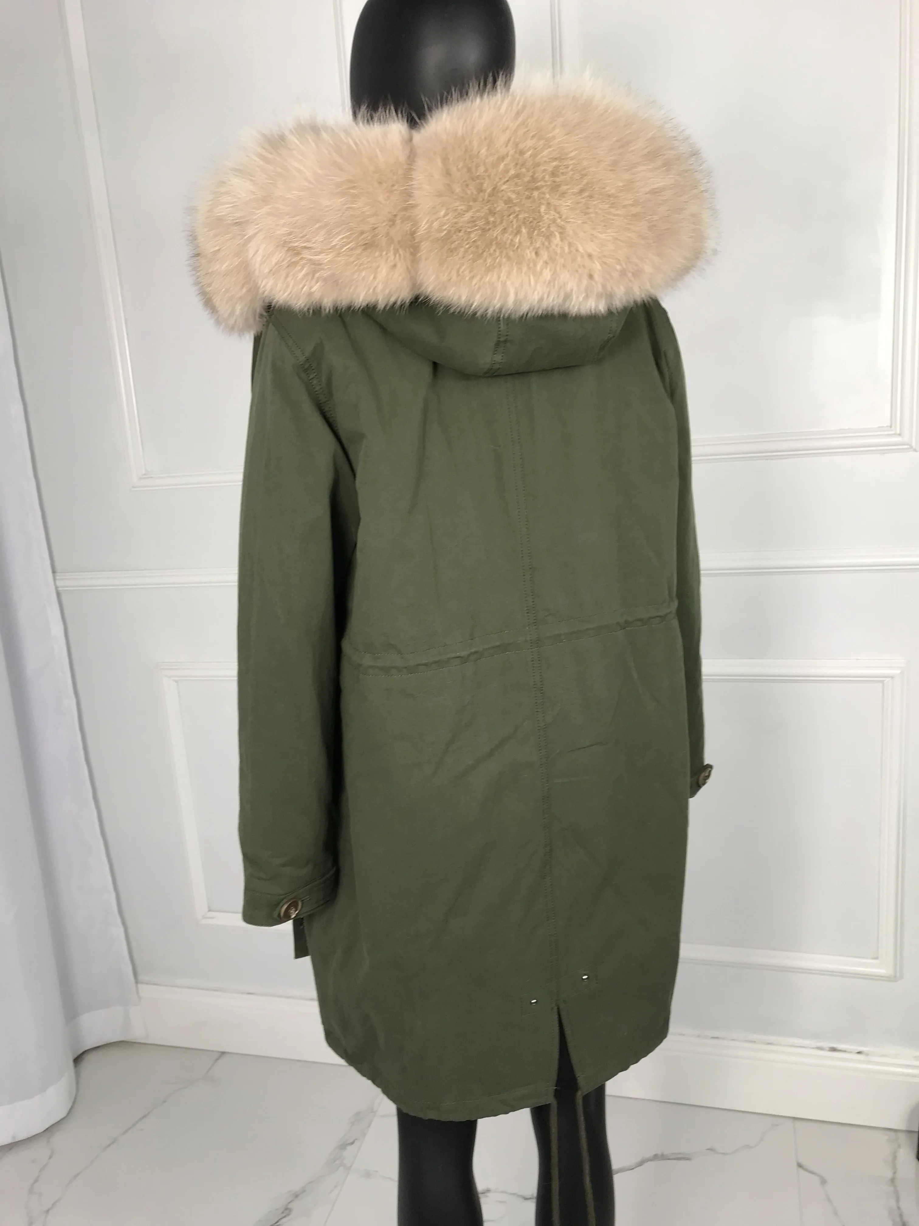 Najtaniej Luksusowy płaszcz z prawdziwego futra nowa moda kobieta prawdziwy królik futrzana podszewka Parka duże ciepłe futro lisa z kapturem płaszcz znosić kurtka zimowa