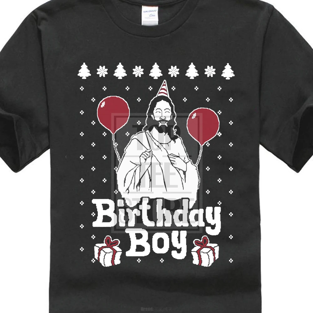 Модный высококачественный персональный Уродливый Рождественский свитер с изображением Иисуса, на день рождения, для мальчиков, на Рождество, праздничный Подарок, Идея, летняя мужская футболка с принтом
