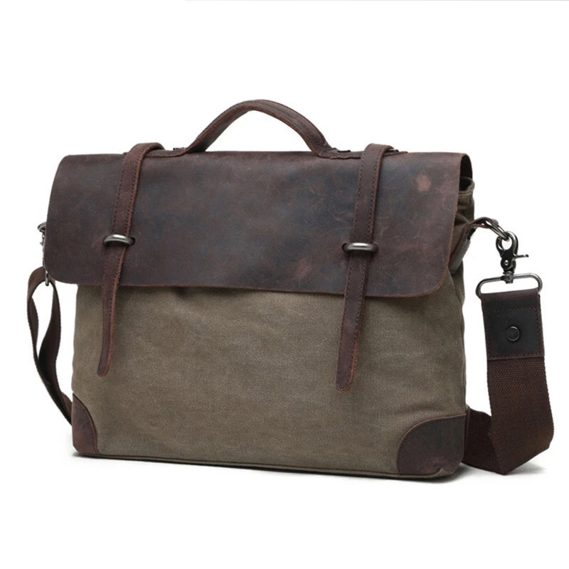 

Retro Canvas Bag Luxury Handbags Messenger Bag Men Leather Hasp Briefcase Folder Sac A Main Laptop Briefcase Bolso Hombre Maleta