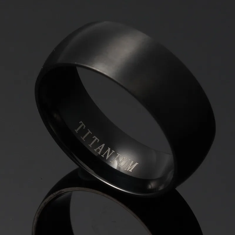 NEWBUY 100% Titanium Rings For Men 8mm Wide Cool Black Men's Ring Wedding Jewelry Christmas Gift
