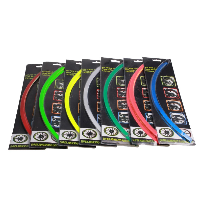 

16 Pcs/Set Strips Car Wheel Stickers Decals Reflective Rim Tape Bike Motorcycle Car Tape 7 Colors Car Styling DIY Modified