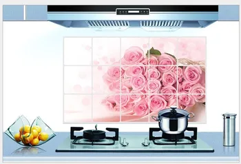 

Free shipping Kitchen Anti oil wall paper Vinyl wall stickers, rose wall decals Sticker on the wall to protect your wall
