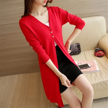 

Spring autumn Women Jackets Plus Size Thin Sweater Long Sleeve Cardigan Pockets Solid Loose Casual Knit Sweater Women Tops