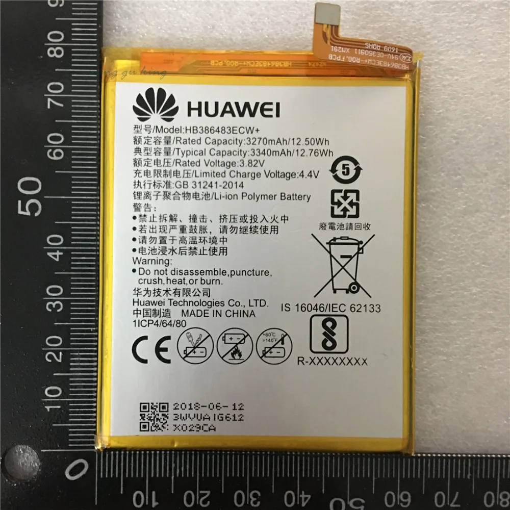 Оригинальный аккумулятор 3340mAh HB386483ECW для Huawei Honor 6X/GR5 2017 BLL-L23 L21 L22/Mate 9 lite BLN-L24 L22 |