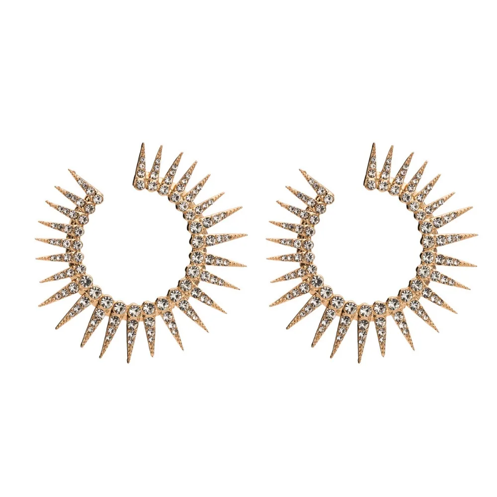 

Crystal Stone Hoop Earring Women Gold Metal Sun Shape Hoop Earrings pendientes za 2019 aretes pendientes de gota best lady za