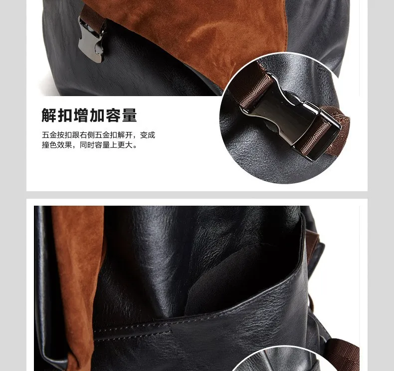 Fashion Men Business Casual School Synthetic PU Faux Leather Laptop Backpack High Quality Travel Backpacks Daypack Mochila