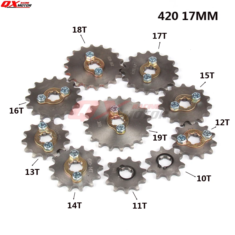 

420 10-19T 17mm Engine Front Sprockets for 50cc 70cc 90cc 110cc Scooter Motorcycle Bike ATV Quad Go Kart Moped