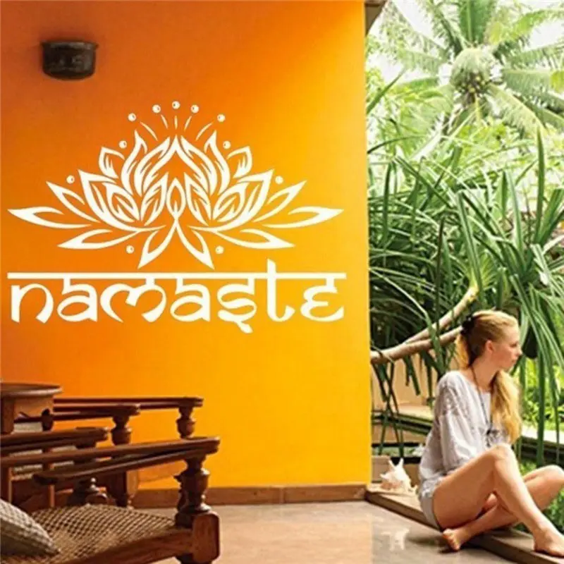 Модные наклейки на стену с надписью Namaste из Индии лотос Ганеша цветок для спальни