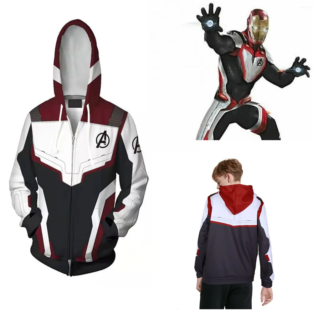 Avengers Endgame Quantum Realm Sweatshirt Jacket Advanced Tech Hoodie Cosplay Costumes Adult Kids superhero Iron Man Hoodies