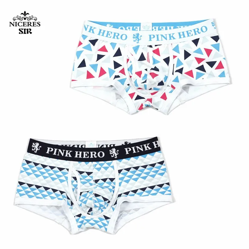 PINK HERO 2pcslot Men Underwear Boxers Fashion Sexy Cotton Men Boxer U Bag Brand Printing Cotton Underwear Mens Boxer Shorts