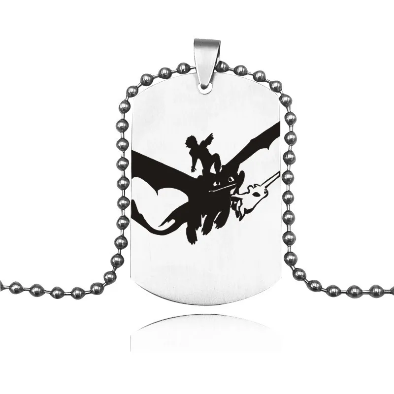 

Toothless Necklace How To Train Your Dragon keychain Pendant action figure toy Stainless Steel White Light Night Fury Keychain