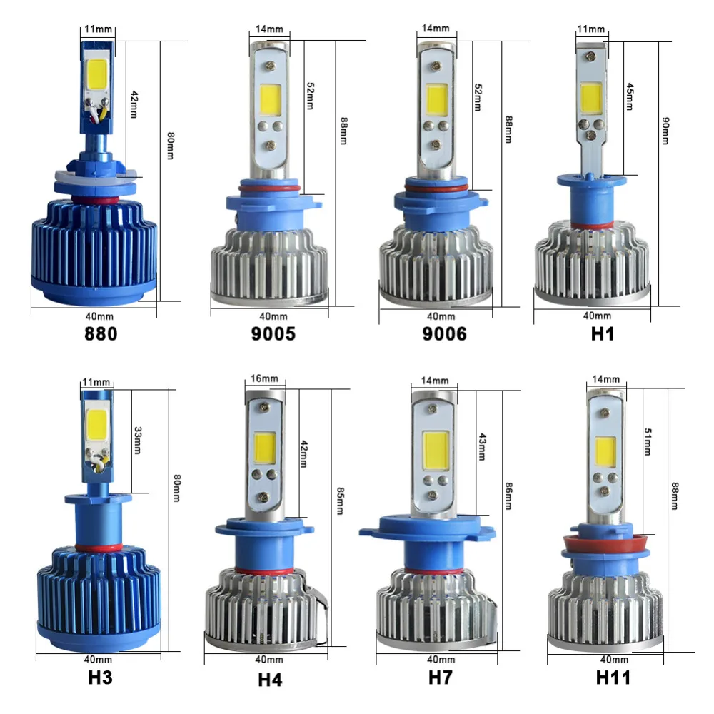 2 шт. H1 светодиодный H4 H7 H3 H27 H8 HB4 HB3 9005 9006 881 автомобилей головной светильник лампы 50 Вт 8000LM авто спереди лампы автомобилей фары автомобиля светильник