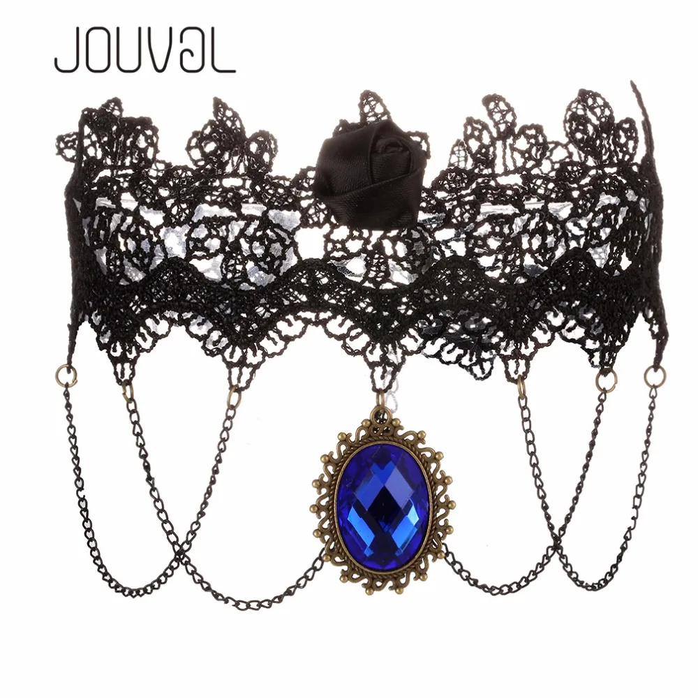 

JOUVAL 2018 Collares Sexy Gothic Choker Black Lace Neck Chokers Necklace Vintage Victorian Women Chocker Steampunk Jewelry SALE