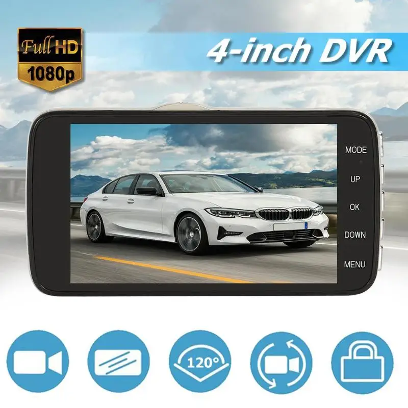 VODOOL SE001 1080p Автомобильный видеорегистратор с двумя объективами 4 дюймовый экран WDR