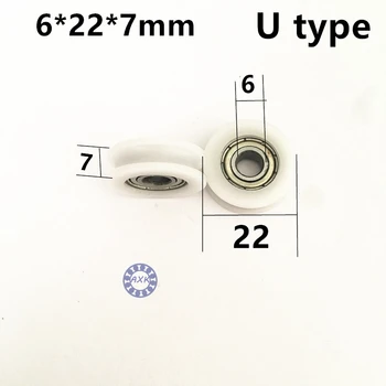 

6*22*7mm U typed slot pulley nylon/pom small deep groove pulley wheel package plastic bearing pulley